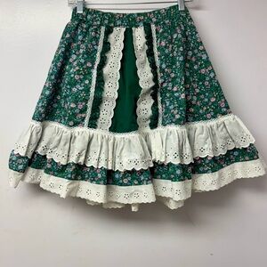 Vintage Fun & Fancy Originals Prairie Skirt Floral M/L eyelet Square Dancing P